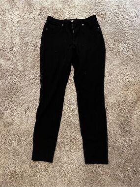 Good American Black High-Rise Waist Ponte Pants—-stretchy